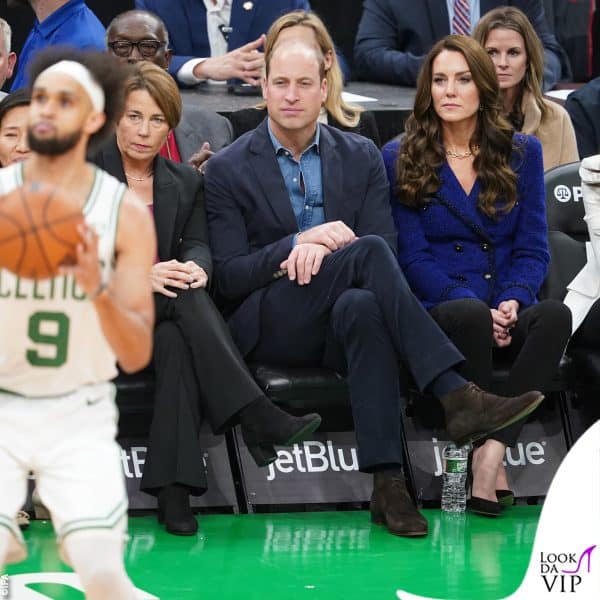Il principe e la principessa del Galles a una partita di basket Nba 