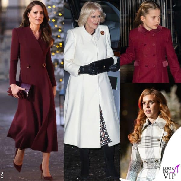 Kate Middleton regina Camilla Charlotte Beatrice cappotto together at christmas