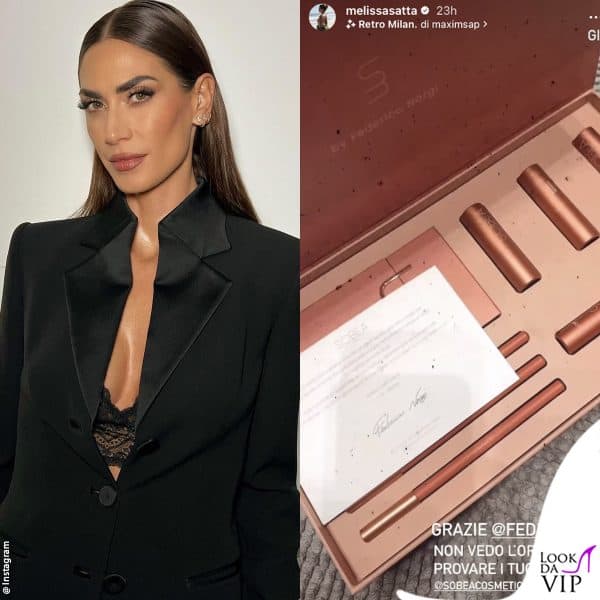 Melissa Satta ha condiviso con i follower il suo dono, il kit make-up di Sobea 