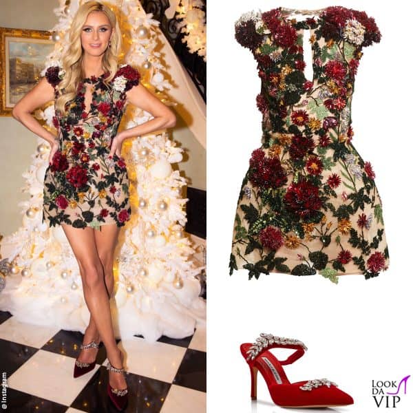 abito Oscar de la Renta e mules Manolo Blahnik per Nicky Hilton 