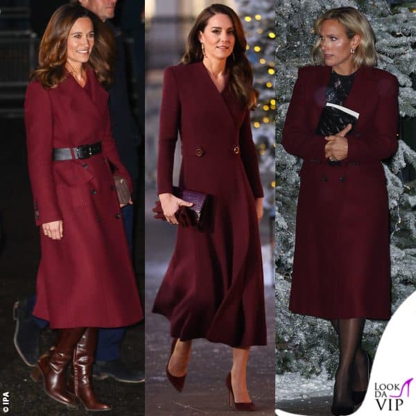 In rosso al concerto di Natale: Pippa e Kate Middleton e Zara Tindall