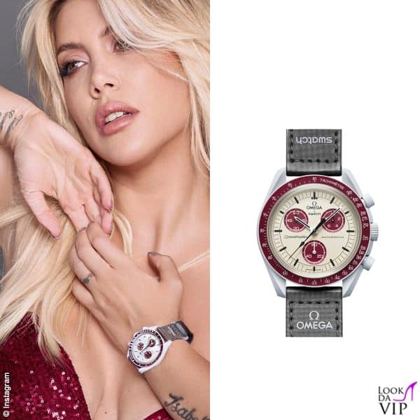 Wanda Nara, orologio Omega x Swacht con cassa in bioceramica (260 euro)