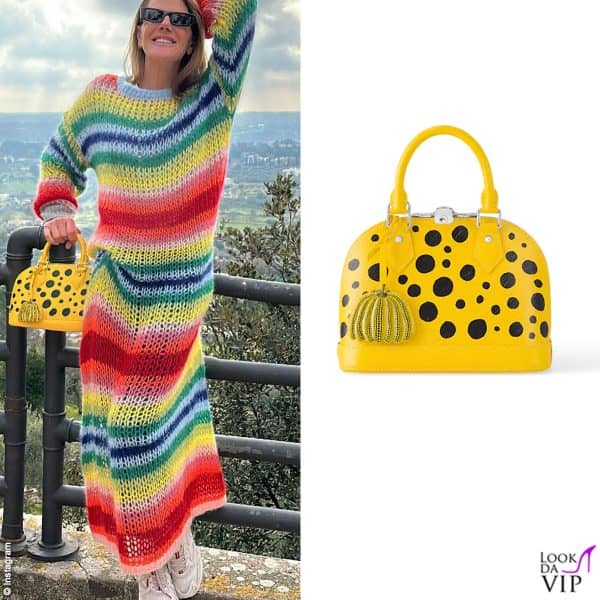 Anche Anna dello Russo è fan delle borse a pois (abito Dsquared2)