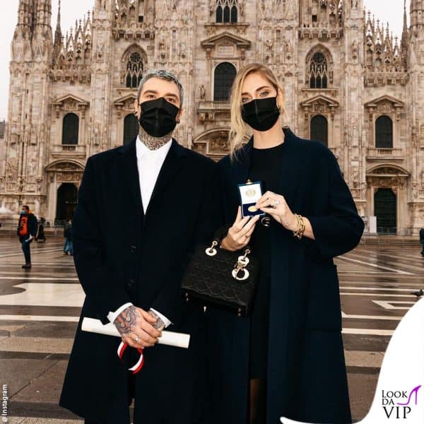 i Ferragnez in Duomo a Milano con l'Ambrogino d'Oro 