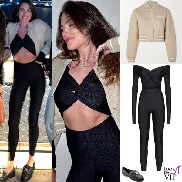 altra sera, altro look: bomber Givenchy, tuta The Andamane, mocassini Chanel 