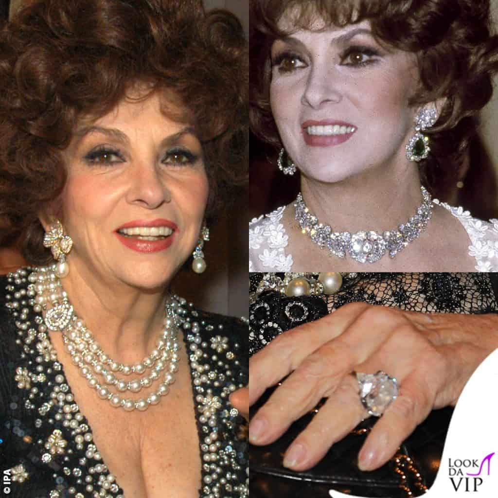 Gina Lollobrigida gioielli perle smeraldi diamanti