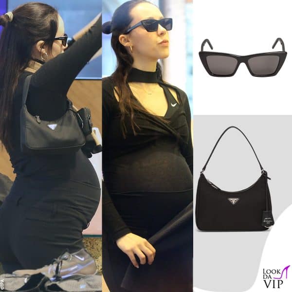 occhiali Saint Laurent, borsa Prada 