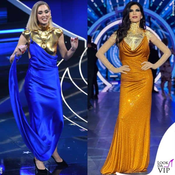 il look di Pamela ricorda l'outfit Schiaparelli di Chiara Ferragni a Sanremo 