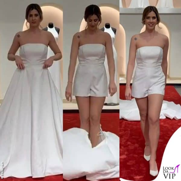 Uno dei vestiti che ha provato si trasforma in una tutina (proprio come quello indossato da sua sorella Chiara Ferragni)