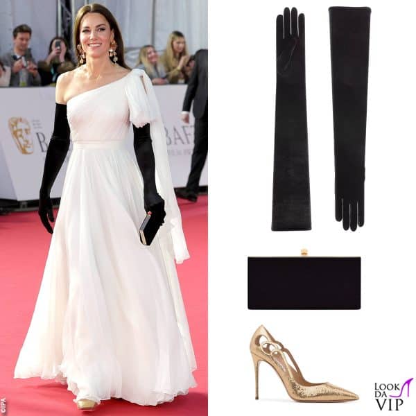abito Alexander McQueen, guanti Cornelia James, clutch Jimmy Choo, pump Aquazzura
