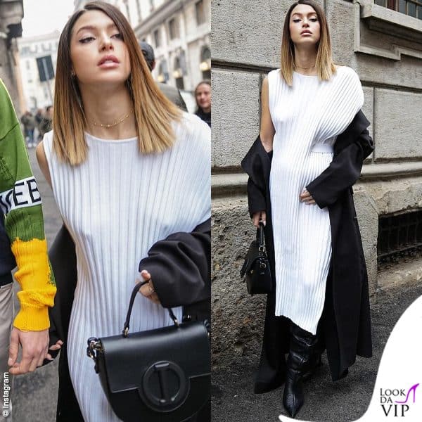 Natalia Paragoni nasconde il pancino con il vestito Iceberg