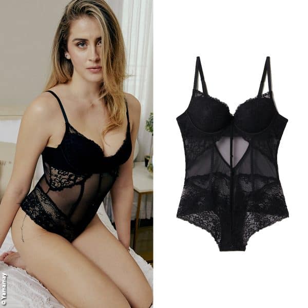 Valentina Ferragni con un body nero della collezione Yamamay di San Valentino