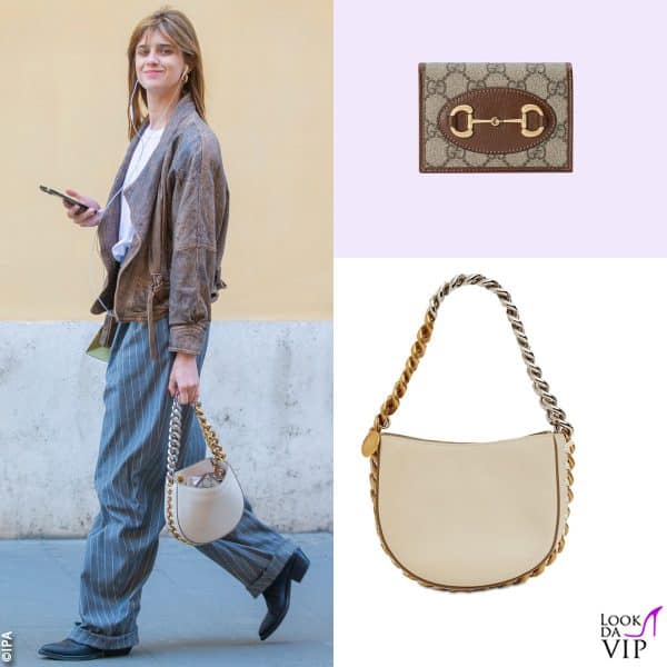 Benedetta Porcaroli sfoggia borsa Stella McCartney e portafoglio Gucci
