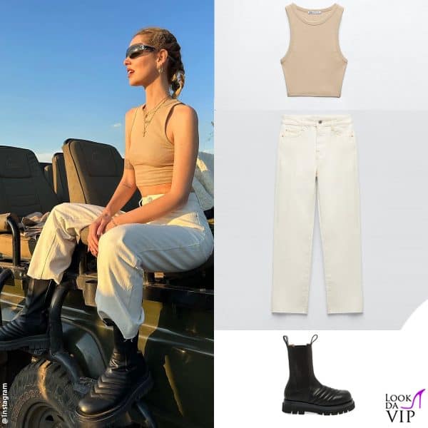 top e jeans Zara, stivali Bottega Veneta
