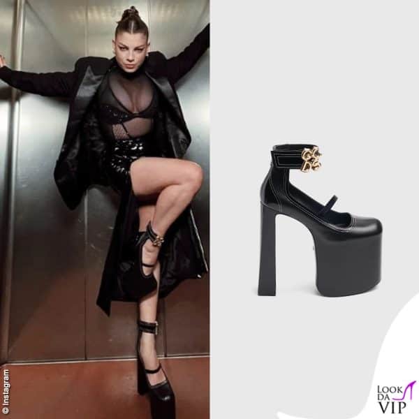 scarpe "Divine Heels" di GCDS per Emma Marrone (944 euro) 