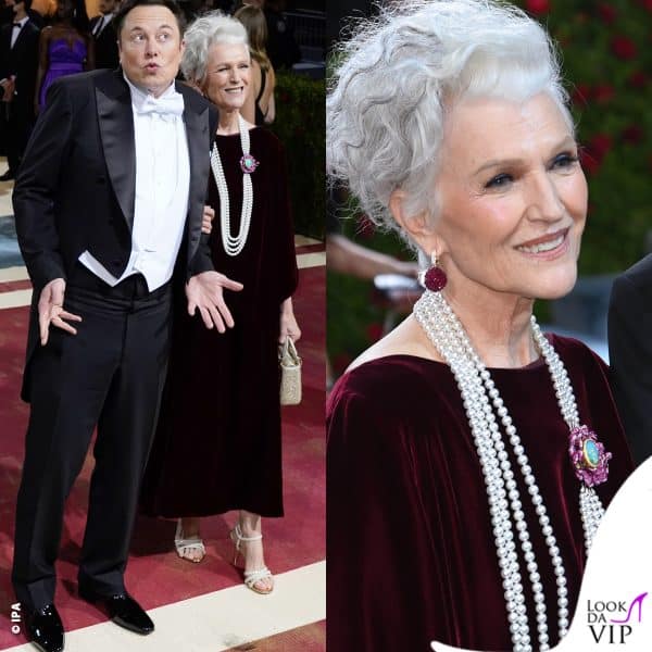 Maye Musk in Dior al Met Gala 2022 insieme al figlio Elon Musk