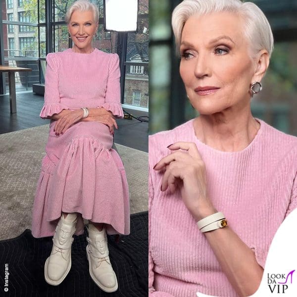 Maye Musk indossa un abito The Vampire's Wife e stivali Ganor Dominic