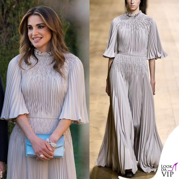 Rania di Giordania con un abito haute couture di Dior 