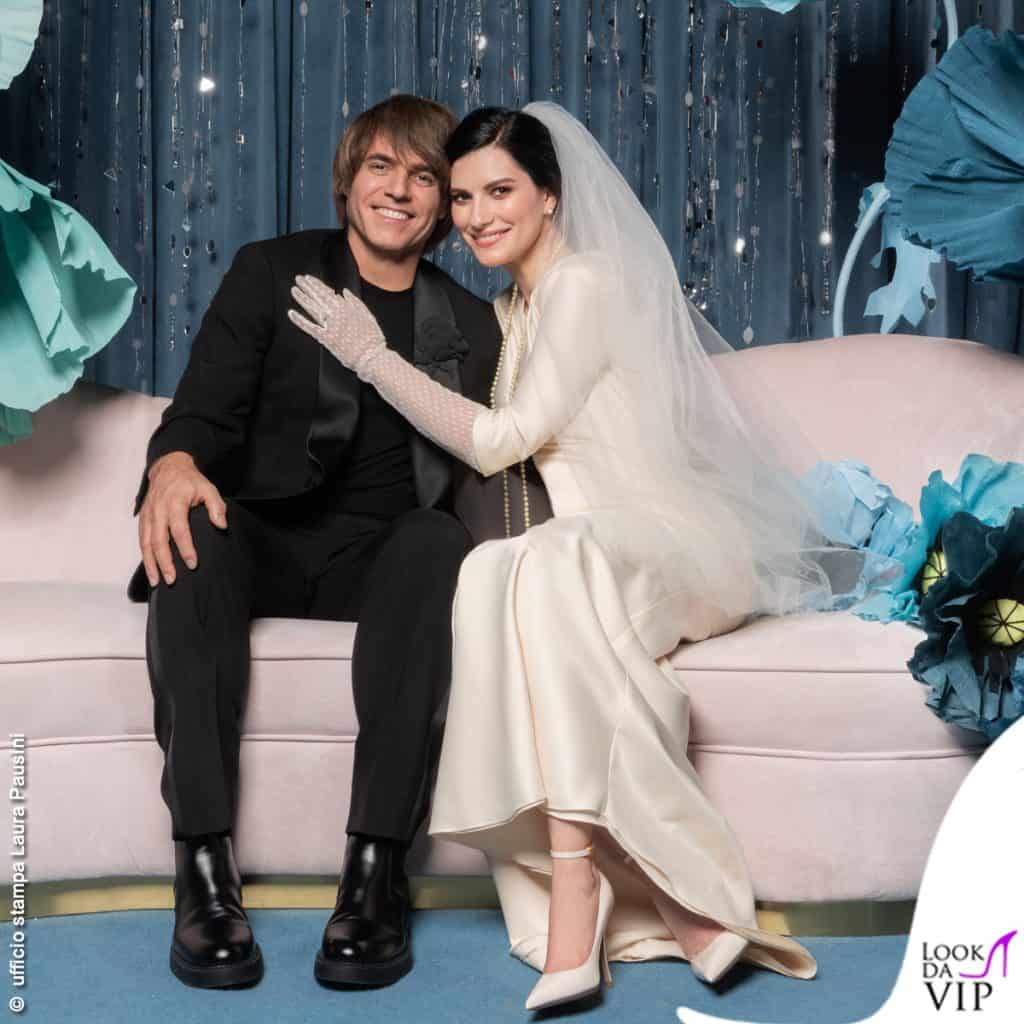 matrimonio Laura Pausini Paolo Carta vestito da sposa