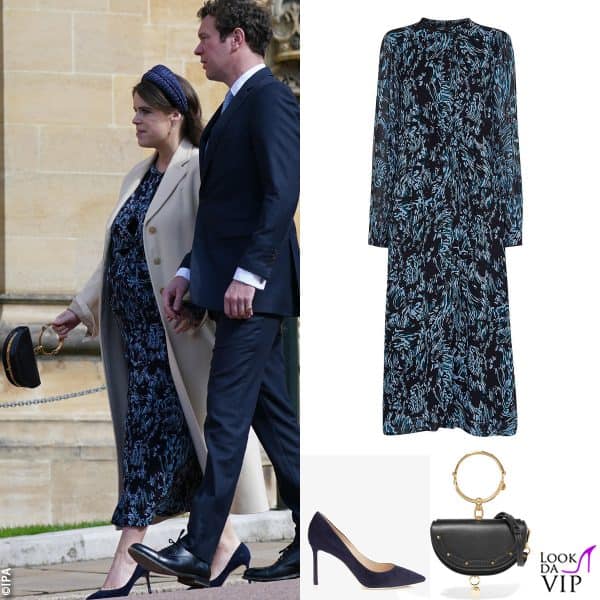 Eugenia di York con un abito Whistels, borsa Chloe e pump Jimmy Choo