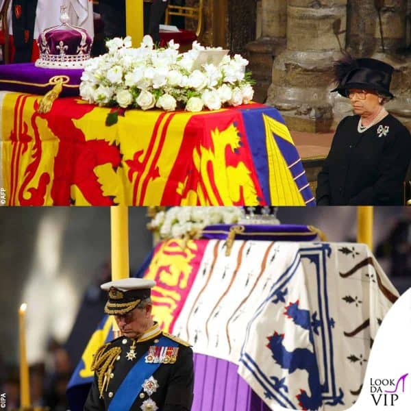 la corona sul feretro della Regina Madre nel 2002