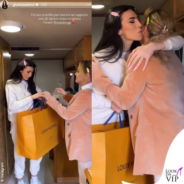 Sonia Bruganelli consegna il regalo a Giulia: è un abito Louis Vuitton