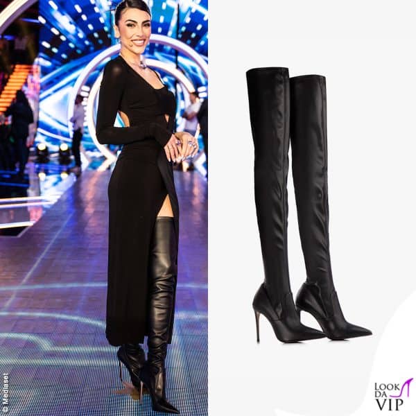 La Salemi in total black: vestito Atxv e cuissard Le Silla 