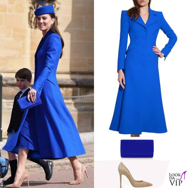 abito Catherine Walker, clutch Emmy London, pump Gianvito Rossi, cappello Lock & Co. Hatters