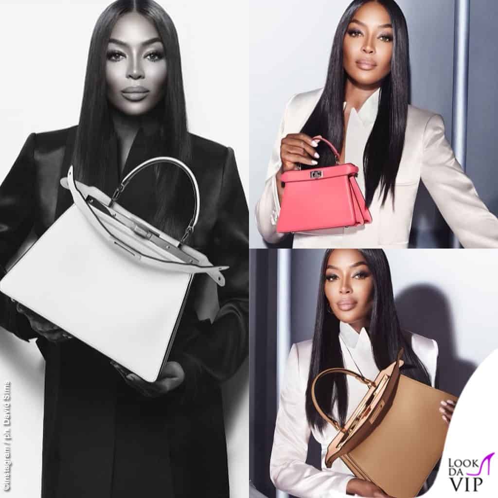 Naomi Campbell testimonial borsa Fendi Peekaboo