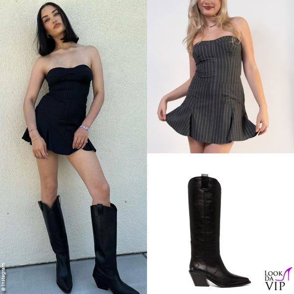 abito Dana Foley e stivali Anine Bing per Shanina Shayk 