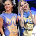 Caro Daur a Cannes con il vestito Schiaparelli di Chiara Ferragni a Sanremo