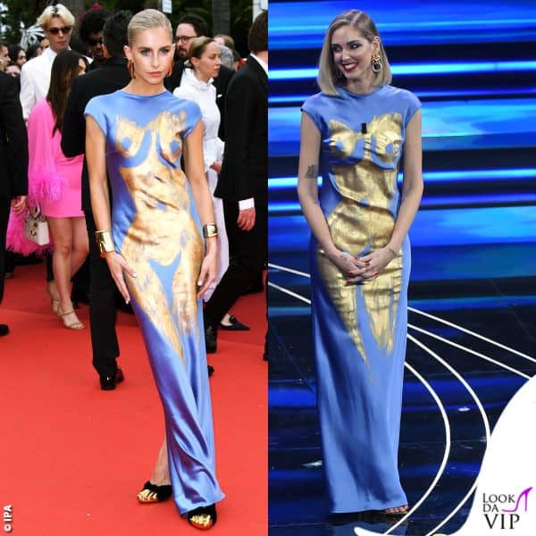 Caro Daur a Cannes con il vestito Schiaparelli di Chiara Ferragni a Sanremo