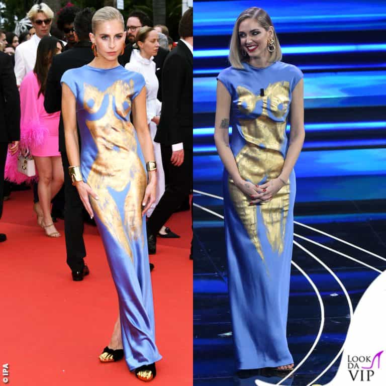 Caro Daur a Cannes con il vestito Schiaparelli di Chiara Ferragni a Sanremo