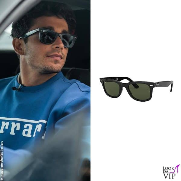 Charles Leclerc con i "Wayfarer" di Rayban (155 euro) 