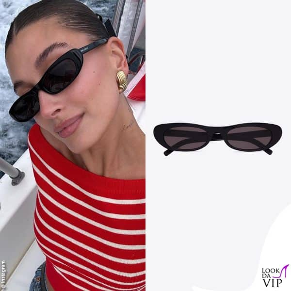 Hailey Bieber con il modello "Shade" di Saint Laurent (305 euro)