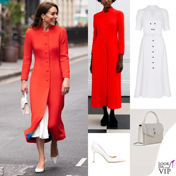 cappotto Eponine, abito Suzannah London, borsa Mulberry, pump Jimmy Choo 