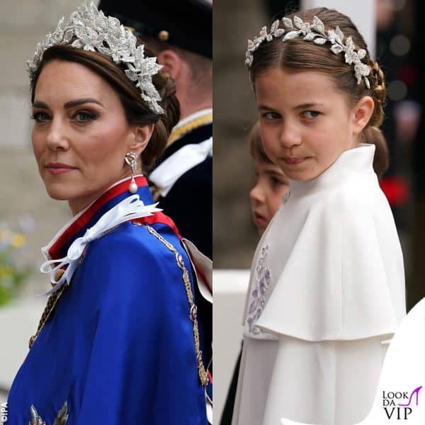 stesso dettaglio floreale nei cerchietti di Kate e Charlotte 
