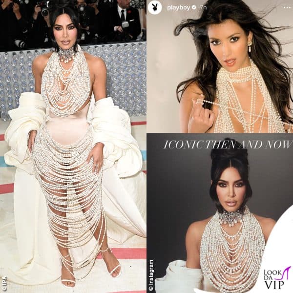 l'abito Schiaparelli di Kim Kardashian ricorda le collane di perle indossate nel 2007 in uno shooting per "Playboy"