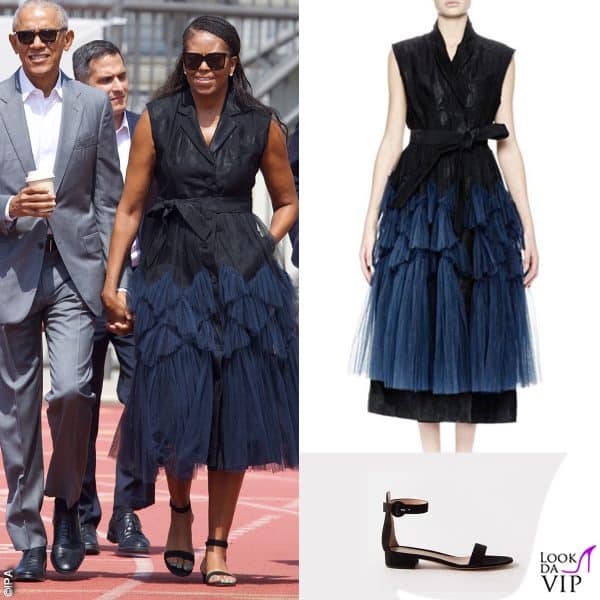 abito Dries Van Noten e sandali Gianvito Rossi per Michelle Obama 