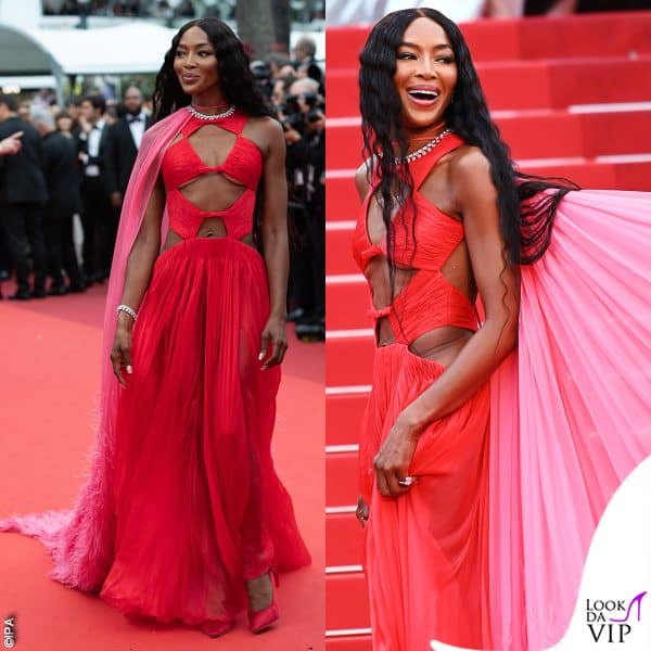 Naomi Campbell con un abito Valentino Haute Couture e gioielli Chopard 