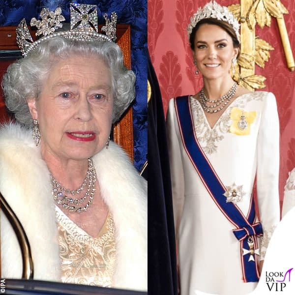 Kate portava al collo la George VI Festoon Necklace, che apparteneva a Elisabetta 