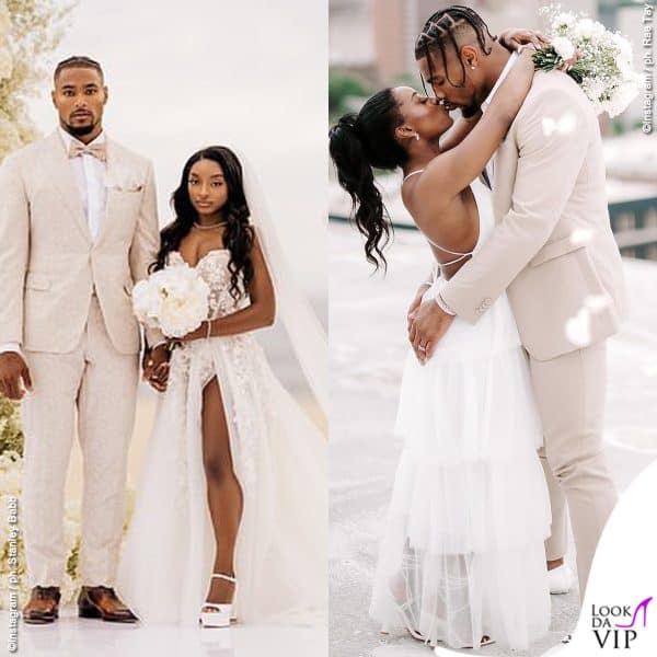Simone Biles nozze abito da sposa Jonathan Owens