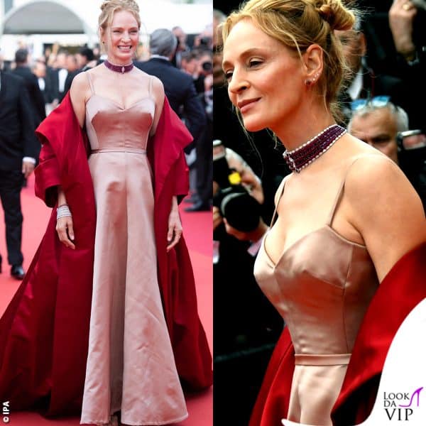Uma Thurman in Dior con gioielli Chopard 