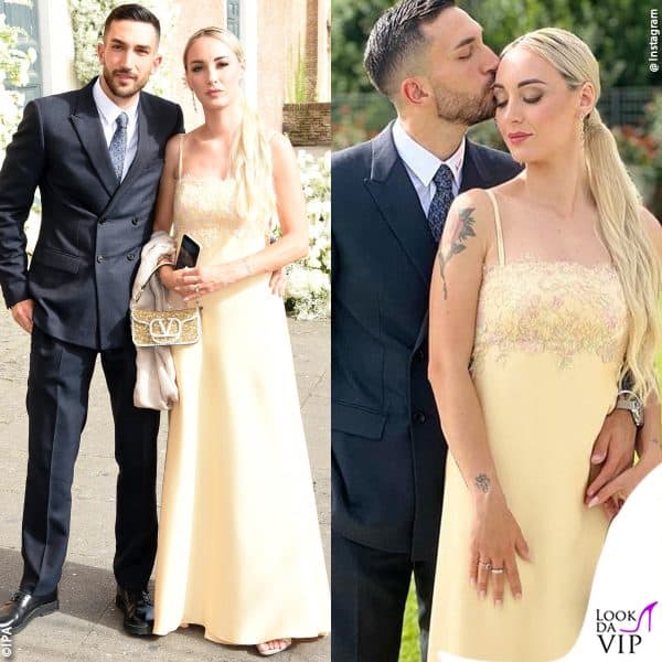 il calciatore Danilo Cataldi con la moglie, Elisa Libertati (borsa Valentino) 
