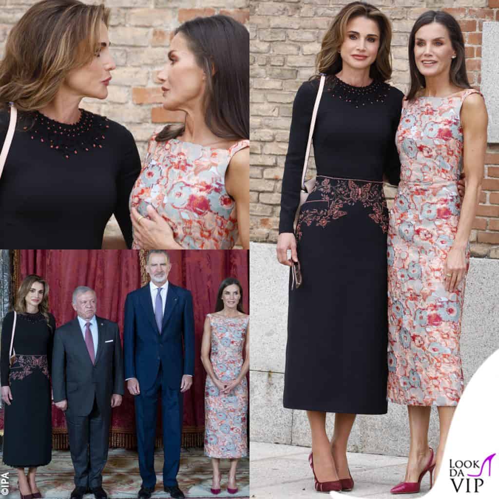 Letizia Ortiz e Rania di Giordania, stile impeccabile a Madrid