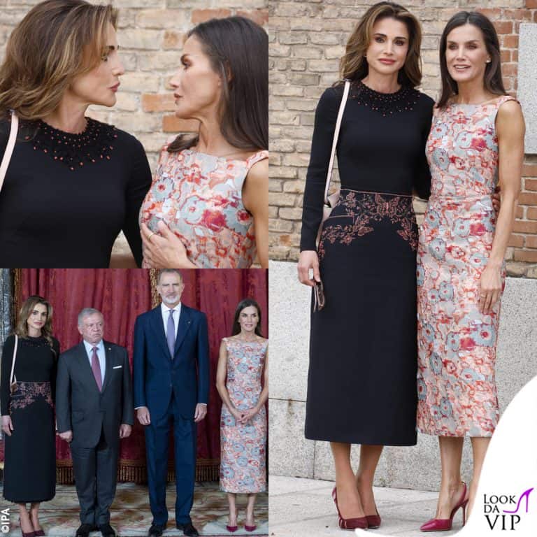 Letizia Ortiz e Rania di Giordania, stile impeccabile a Madrid