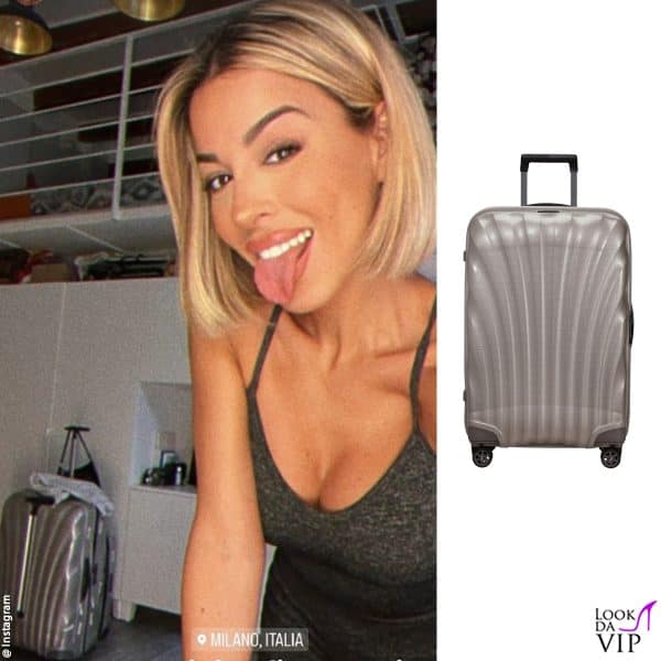 Oriana Marzoli con una valigia Samsonite 