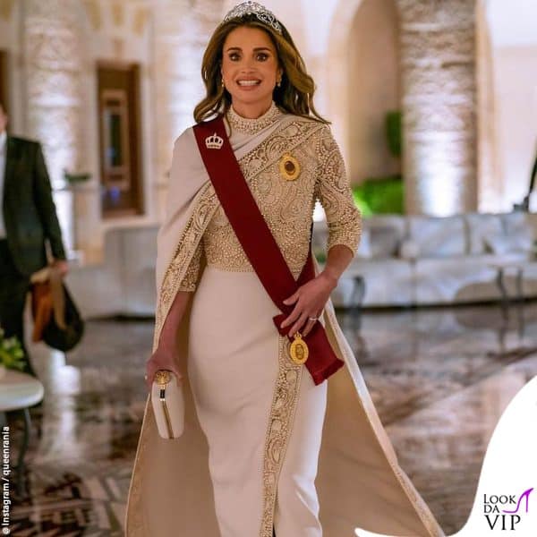 il look di Rania per il ricevimento è firmato Elie Saab
