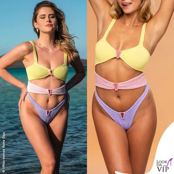 Delicate tonalità pastello sul costume di Valentina Ferragni