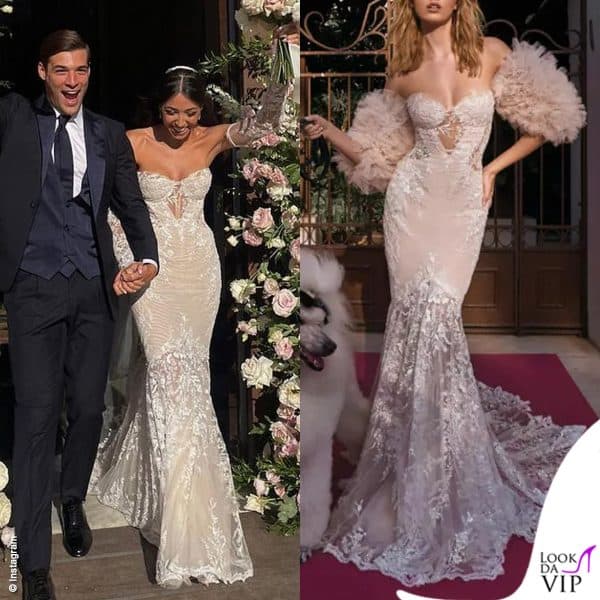 Virginia Mihajlovic ha indossato un seducente abito da sposa Galia Lahav per le nozze con Alessandro Vogliacco